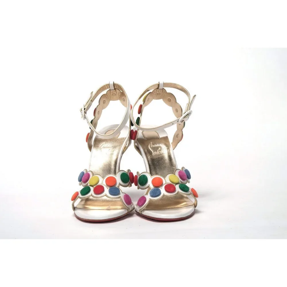 Christian Louboutin White Multicolor Spot Design High Heels Shoes Sandal - Picture 4 of 10